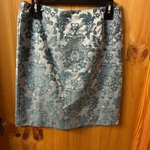 Merona Teal and Gray Patterned Pencil Skirt
